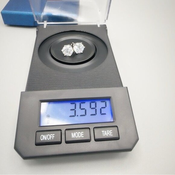 Elegant 925 Sterling Silver Cubic Zirconia Stud Earrings – 3 CT*2 5A Brand New - Picture 7 of 7